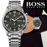 Buy Shop Hugo Boss Aeroliner Black Dial Silver Steel Strap Watch for Men - 1513181 USA Online