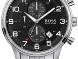 Buy Shop Hugo Boss Aeroliner Black Dial Silver Steel Strap Watch for Men - 1513181 USA Online