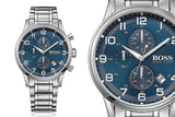 Buy Shop Hugo Boss Aeroliner Blue Dial Silver Steel Strap Watch for Men - 1513183 USA Online