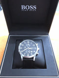 Buy Shop Hugo Boss Aeroliner Chronograph Black Dial Black Leather Strap Watch For Men - 1512448 USA Online