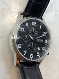 Buy Shop Hugo Boss Aeroliner Chronograph Black Dial Black Leather Strap Watch For Men - 1512448 USA Online