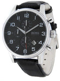 Buy Shop Hugo Boss Aeroliner Chronograph Black Dial Black Leather Strap Watch For Men - 1512448 USA Online
