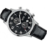 Buy Shop Hugo Boss Aeroliner Chronograph Black Dial Black Leather Strap Watch For Men - 1512448 USA Online