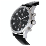 Buy Shop Hugo Boss Aeroliner Chronograph Black Dial Black Leather Strap Watch For Men - 1512448 USA Online