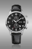 Buy Shop Hugo Boss Aeroliner Chronograph Black Dial Black Leather Strap Watch For Men - 1512448 USA Online