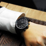 Buy Shop Hugo Boss Aeroliner Chronograph Black Dial Black Leather Strap Watch for Men - 1512567 USA Online