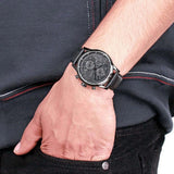 Buy Shop Hugo Boss Aeroliner Chronograph Black Dial Black Leather Strap Watch for Men - 1512567 USA Online