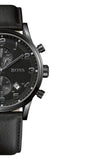 Buy Shop Hugo Boss Aeroliner Chronograph Black Dial Black Leather Strap Watch for Men - 1512567 USA Online
