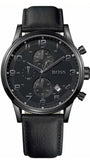 Buy Shop Hugo Boss Aeroliner Chronograph Black Dial Black Leather Strap Watch for Men - 1512567 USA Online
