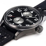 Buy Shop Hugo Boss Aeroliner Chronograph Black Dial Black Leather Strap Watch For Men - 1513086 USA Online