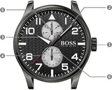 Buy Shop Hugo Boss Aeroliner Chronograph Black Dial Black Leather Strap Watch For Men - 1513086 USA Online