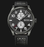 Buy Shop Hugo Boss Aeroliner Chronograph Black Dial Black Leather Strap Watch For Men - 1513086 USA Online