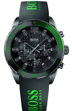 Buy Shop Hugo Boss Aeroliner Chronograph Black Dial Green Rubber Strap Watch For Men - HB1512847 USA Online