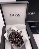 Buy Shop Hugo Boss Aeroliner Chronograph Black Dial Silver Steel Strap Watch For Men - 1512446 USA Online