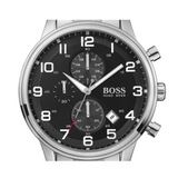 Buy Shop Hugo Boss Aeroliner Chronograph Black Dial Silver Steel Strap Watch For Men - 1512446 USA Online