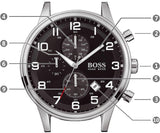 Buy Shop Hugo Boss Aeroliner Chronograph Black Dial Silver Steel Strap Watch For Men - 1512446 USA Online