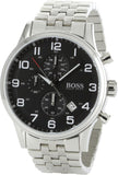 Buy Shop Hugo Boss Aeroliner Chronograph Black Dial Silver Steel Strap Watch For Men - 1512446 USA Online