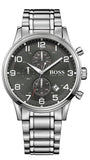 Buy Shop Hugo Boss Aeroliner Chronograph Black Dial Silver Steel Strap Watch For Men - 1512446 USA Online