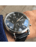 Buy Shop Hugo Boss Aeroliner Chronograph Quartz Black Dial Black Leather Strap Watch For Men - HB1512448 USA Online