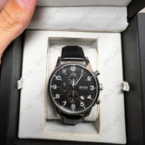 Buy Shop Hugo Boss Aeroliner Chronograph Quartz Black Dial Black Leather Strap Watch For Men - HB1512448 USA Online