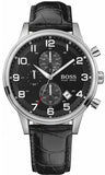 Buy Shop Hugo Boss Aeroliner Chronograph Quartz Black Dial Black Leather Strap Watch For Men - HB1512448 USA Online