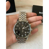 Buy Shop Hugo Boss Aeroliner Chronograph Quartz Black Dial Silver Steel Strap Watch For Men - HB1512446 USA Online