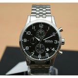 Buy Shop Hugo Boss Aeroliner Chronograph Quartz Black Dial Silver Steel Strap Watch For Men - HB1512446 USA Online
