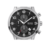 Buy Shop Hugo Boss Aeroliner Chronograph Quartz Black Dial Silver Steel Strap Watch For Men - HB1512446 USA Online