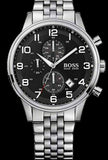 Buy Shop Hugo Boss Aeroliner Chronograph Quartz Black Dial Silver Steel Strap Watch For Men - HB1512446 USA Online