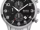 Buy Shop Hugo Boss Aeroliner Chronograph Quartz Black Dial Silver Steel Strap Watch For Men - HB1512446 USA Online