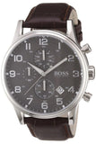 Buy Shop Hugo Boss Aeroliner Chronograph Quartz Grey Dial Brown Leather Strap Watch For Men - HB1512570 USA Online