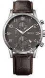 Buy Shop Hugo Boss Aeroliner Chronograph Quartz Grey Dial Brown Leather Strap Watch For Men - HB1512570 USA Online