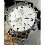 Buy Shop Hugo Boss Aeroliner Chronograph Quartz White Dial Silver Steel Strap Watch For Men - HB1512445 USA Online