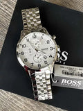 Buy Shop Hugo Boss Aeroliner Chronograph Quartz White Dial Silver Steel Strap Watch For Men - HB1512445 USA Online