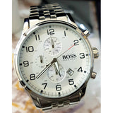 Buy Shop Hugo Boss Aeroliner Chronograph Quartz White Dial Silver Steel Strap Watch For Men - HB1512445 USA Online