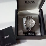 Buy Shop Hugo Boss Aeroliner Chronograph Quartz White Dial Silver Steel Strap Watch For Men - HB1512445 USA Online