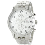 Buy Shop Hugo Boss Aeroliner Chronograph Quartz White Dial Silver Steel Strap Watch For Men - HB1512445 USA Online