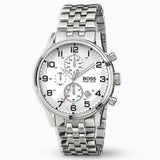 Buy Shop Hugo Boss Aeroliner Chronograph Quartz White Dial Silver Steel Strap Watch For Men - HB1512445 USA Online