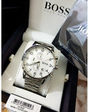 Buy Shop Hugo Boss Aeroliner Chronograph White Dial Silver Steel Strap Watch For Men - 1512445 USA Online