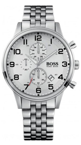 Buy Shop Hugo Boss Aeroliner Chronograph White Dial Silver Steel Strap Watch For Men - 1512445 USA Online