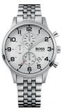 Buy Shop Hugo Boss Aeroliner Chronograph White Dial Silver Steel Strap Watch For Men - 1512445 USA Online