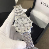 Buy Shop Hugo Boss Aeroliner Chronograph White Dial Silver Steel Strap Watch for Men - 1513182 USA Online