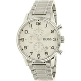Buy Shop Hugo Boss Aeroliner Chronograph White Dial Silver Steel Strap Watch for Men - 1513182 USA Online
