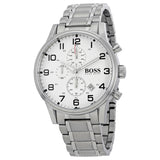 Buy Shop Hugo Boss Aeroliner Chronograph White Dial Silver Steel Strap Watch for Men - 1513182 USA Online