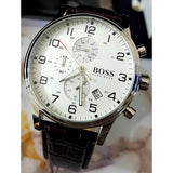 Buy Shop Hugo Boss Aeroliner Chronoraph White Dial Brown Leather Strap Watch For Men - 1512447 USA Online