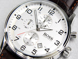 Buy Shop Hugo Boss Aeroliner Chronoraph White Dial Brown Leather Strap Watch For Men - 1512447 USA Online
