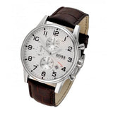 Buy Shop Hugo Boss Aeroliner Chronoraph White Dial Brown Leather Strap Watch For Men - 1512447 USA Online