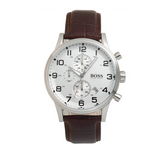 Buy Shop Hugo Boss Aeroliner Chronoraph White Dial Brown Leather Strap Watch For Men - 1512447 USA Online