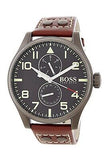 Buy Shop Hugo Boss Aeroliner Day Date Black Dial Brown Leather Strap Watch For Men - HB1513079 USA Online