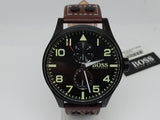 Buy Shop Hugo Boss Aeroliner Maxx Black Dial Brown Leather Strap Watch For Men - 1513079 USA Online